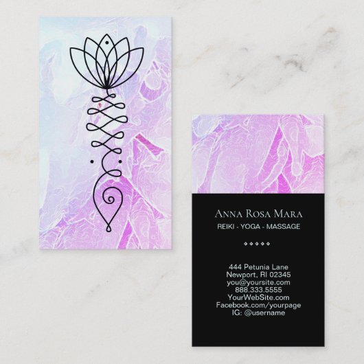 *~* Ombre Peony - Healer Massage Reiki Yoga Lotus Visitekaartje (Voorkant / Achterkant)