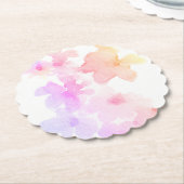 *~* Ombre Perzik Roze Bloemen Zachte Waterverf Kartonnen Onderzetters (Gekanteld)