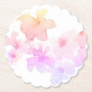 *~* Ombre Perzik Roze Bloemen Zachte Waterverf Kartonnen Onderzetters