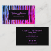 Ombre Pink Blue Stripes Texture Abstract Script Visitekaartje (Voorkant / Achterkant)