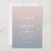 Ombre Pink & Blue Wedding Invitation met foto Kaart (Voorkant)
