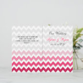 Ombre Pink Chevron vouded Wedding Programme (Staand voorkant)