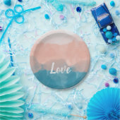Ombre Pink en Blue Love Graceful Gradient Papieren Bordje (Feest)