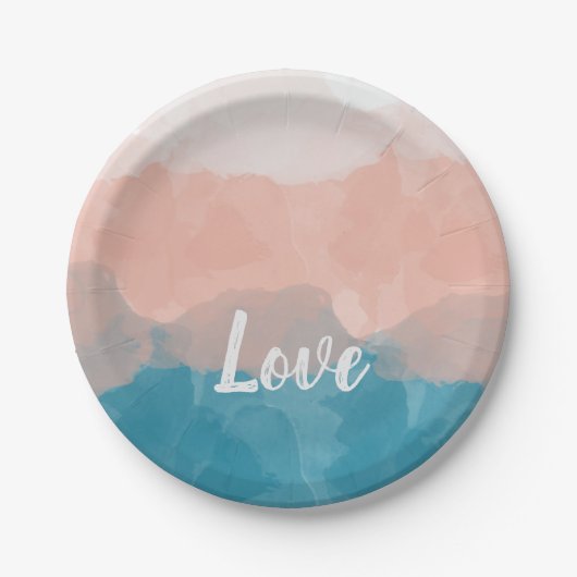 Ombre Pink en Blue Love Graceful Gradient Papieren Bordje (Voorkant)