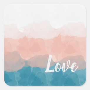 Ombre Pink en Blue Love Graceful Gradient Vierkante Sticker