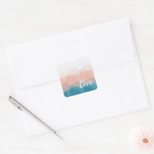 Ombre Pink en Blue Love Graceful Gradient Vierkante Sticker (Envelop)