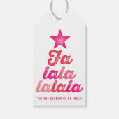 Ombre Pink Falalalala Script Xmas - Boom Vun Holid Cadeaulabel (Voorkant)