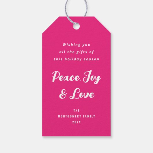 Ombre Pink Falalalala Script Xmas - Boom Vun Holid Cadeaulabel (Achterkant)