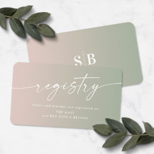 Ombre Pink & Green Wedding Shower-cadeauregistrati Informatiekaartje