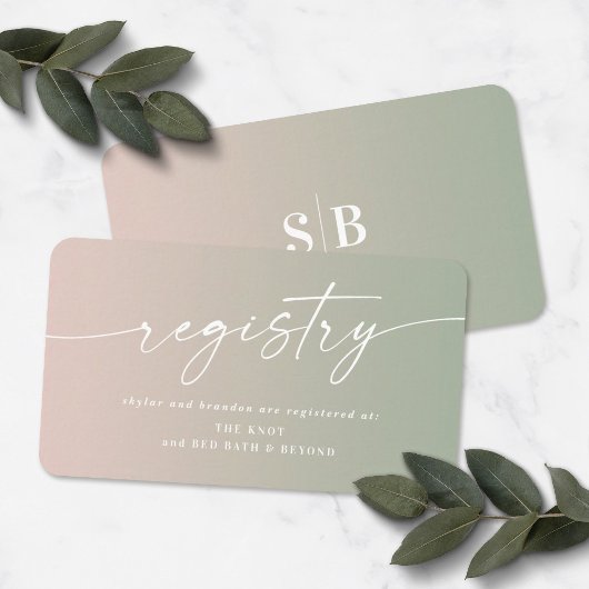 Ombre Pink & Green Wedding Shower-cadeauregistrati Informatiekaartje