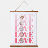 Ombre Pink LOVE foto Valentijnsdag Hangend Wandkleed (Voorkant)