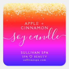 Ombre Pink Paars Glitter Soy Candle Label