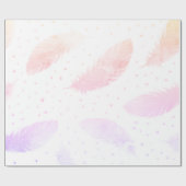 *~* Ombre Pink Peach Lavender Feathers op White Cadeaupapier (Vlak)