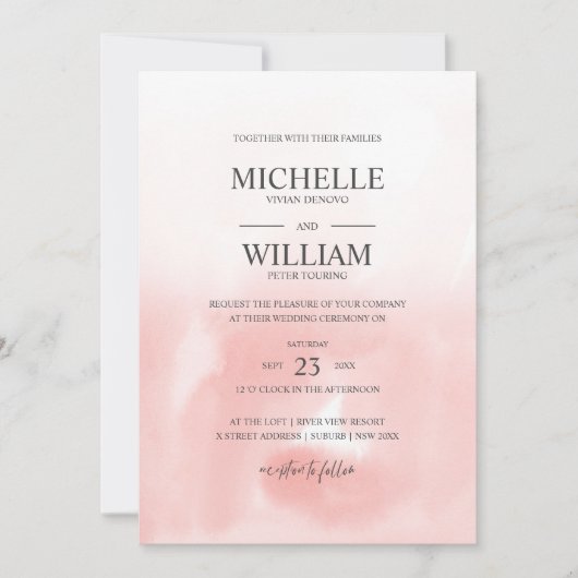 Ombre Pink Plain Elegant Wedding Kaart (Voorkant)