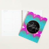 Ombre Pink Turquoise Blue Tie Dye Elegant Monogram Planner (Display)