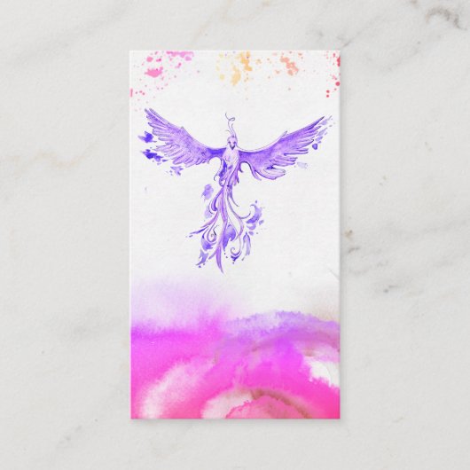 *~* Ombre Pink Violet Peach Feathers Phoenix Visitekaartje (Voorkant)