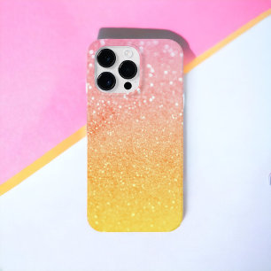Ombre Pink Yellow Glitter Sparkles Case-Mate iPhone 14 Pro Max Hoesje