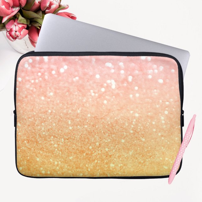 Ombre Pink Yellow Glitter Sparkles Laptop Sleeve (Creator heeft geüpload)