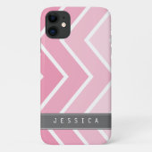 Ombre Pink Zig Zag Chevrons Pattern Case-Mate iPhone Case (Achterkant)
