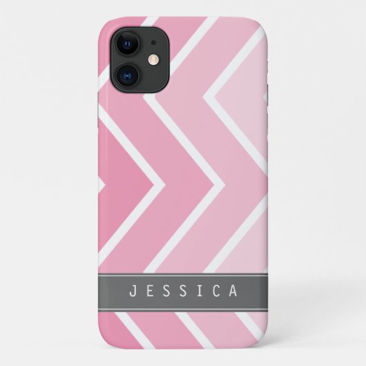Ombre Pink Zig Zag Chevrons Pattern Case-Mate iPhone Case (Achterkant)