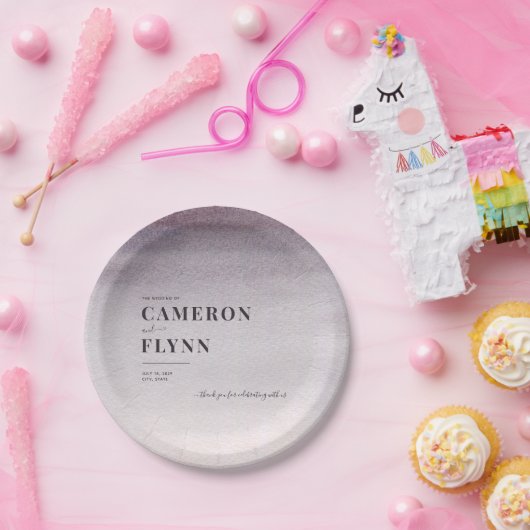 Ombre Plum & Pink Modern Simple Waterverf Wedding Papieren Bordje (Feest)