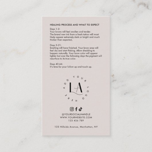 Ombré Poeder Brows Aftercare Modern Cream & White Visitekaartje (Achterkant)