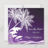 OMBRÉ PURPER TROPISCHE PALMEN Save the Date Magnetische Uitnodiging (Voorkant)