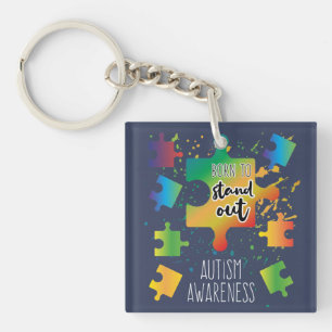Ombre Puzzels Geboren om Op te Vallen Autisme Bewu Sleutelhanger