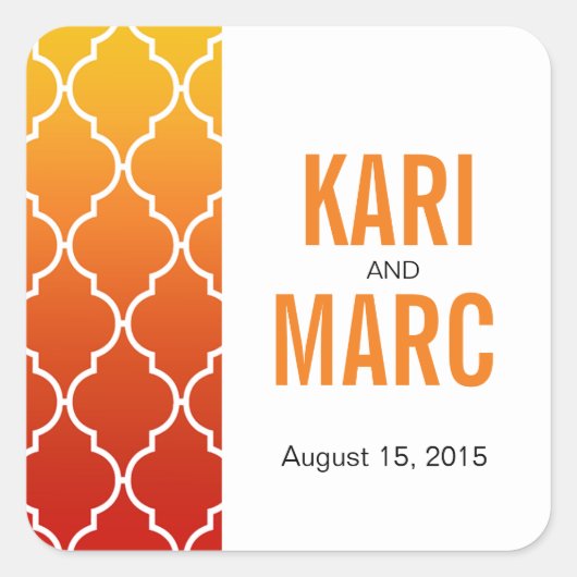 Ombre Quatrefoil Geometrische Favor Decal | zonson Vierkante Sticker (Voorkant)