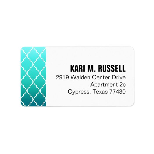Ombre Quatrefoil Geometrische Mailing | Aqua Pool Etiket (Voorkant)