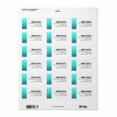 Ombre Quatrefoil Geometrische Mailing | Aqua Pool Etiket (Full Sheet)