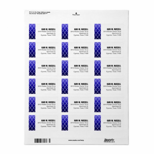 Ombre Quatrefoil Geometrische Mailing | marine Ind Etiket (Full Sheet)