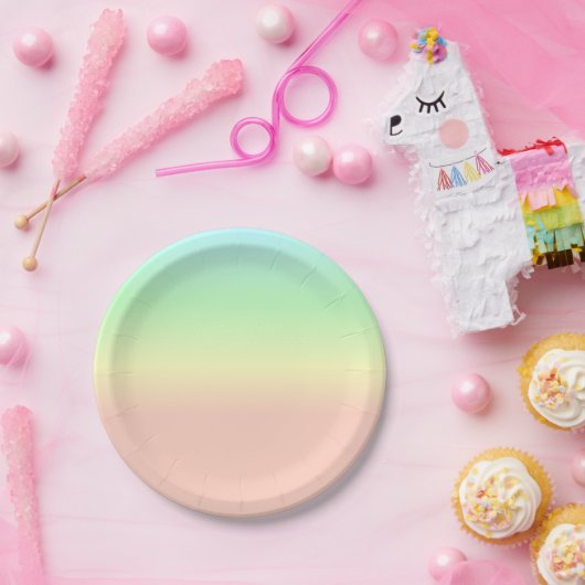 Ombre Rainbow Abstract Pastel Roze Patroon Papieren Bordje (Feest)