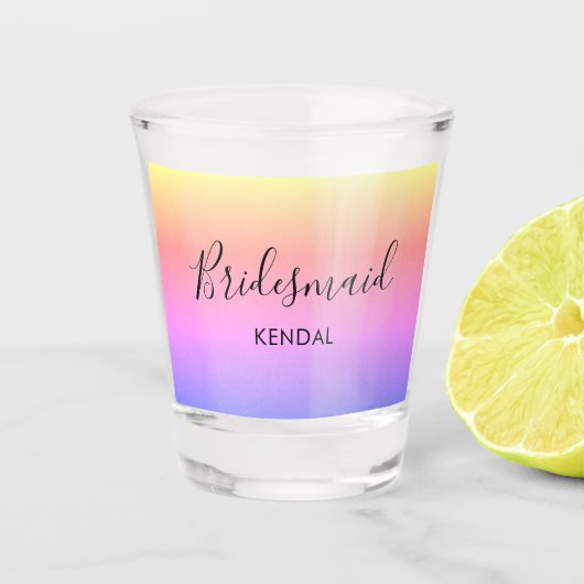 Ombre Rainbow Bridesmaid Persoonlijk Shot Glas (Voorkant)