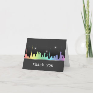 Ombre Rainbow City Skyline Urban bedankt kaarten