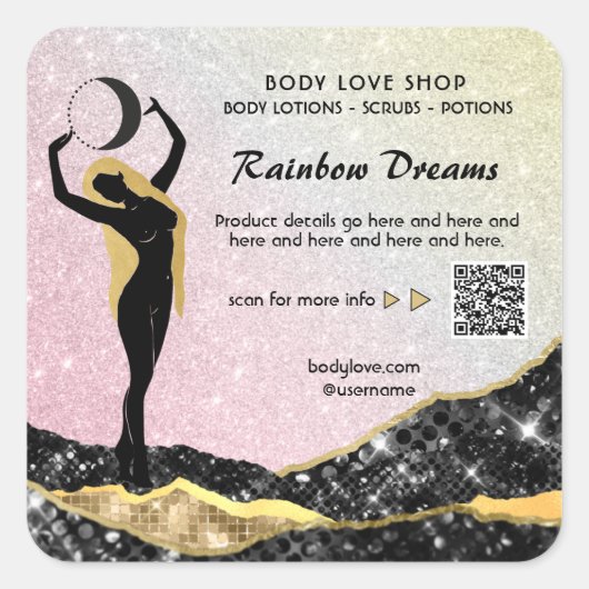 *~* Ombre Rainbow Goddess Inention Spell AP24 S Vierkante Sticker (Voorkant)