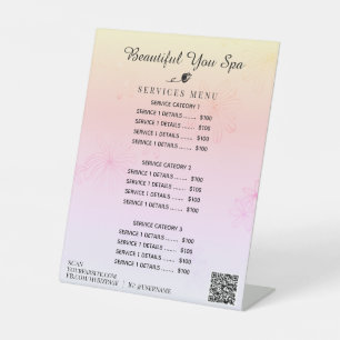 *~* Ombre Rainbow Pastel Table Pedestal Sign. Reclamebord Met Voetstuk