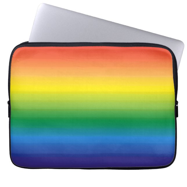 Ombre Rainbow Pride Bold Helderkleurig Laptop Sleeve (Voorkant)
