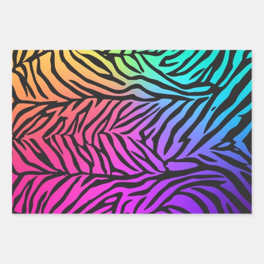 Ombre Rainbow Tiger Print Inpakpapier Vel (Voorkant 2)