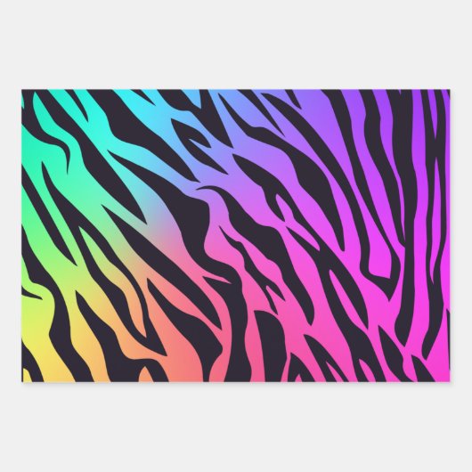 Ombre Rainbow Tiger Print Inpakpapier Vel (Voorkant)
