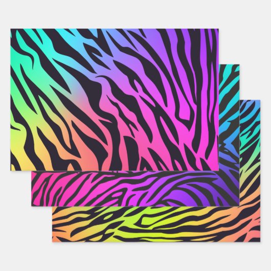 Ombre Rainbow Tiger Print Inpakpapier Vel (Set)