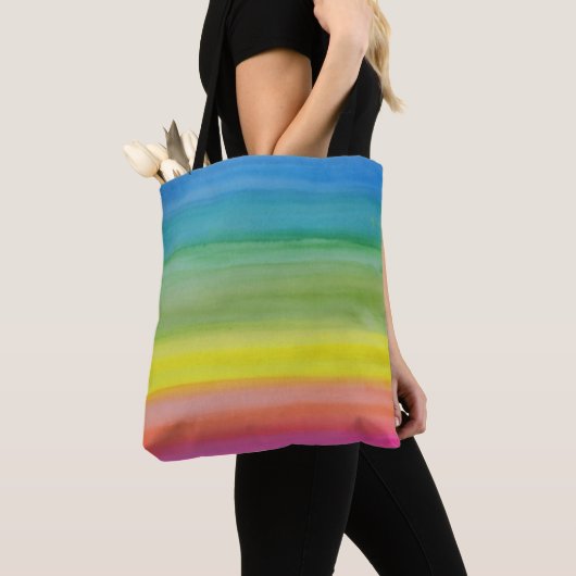 Ombre Rainbow Waterverf Print Tas (Dichtbij)