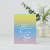 Ombre Rainbow Yellow Blue Pink Weddenschap Harteli Briefkaart (Staand voorkant)