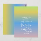 Ombre Rainbow Yellow Blue Pink Weddenschap Harteli Briefkaart (Voorkant / Achterkant)