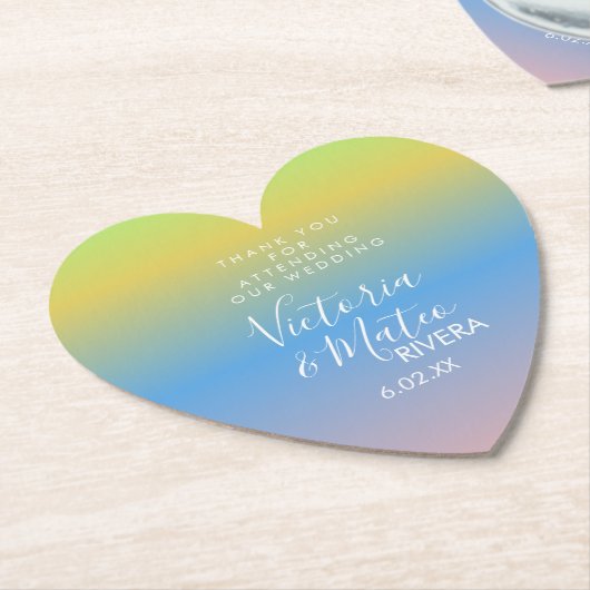 Ombre Rainbow Yellow Blue Pink Weddenschap Harteli Kartonnen Onderzetters (Gekanteld)
