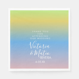Ombre Rainbow Yellow Blue Pink Weddenschap Harteli Servet