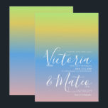 Ombre Rainbow Yellow Blue Pink Wedding Invitation Kaart<br><div class="desc">Ombre uitnodigingen met Rainbow Yellow Blue Pink Wedding Invitting</div>