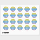 Ombre Rainbow Yellow Blue Pink Wedding Ronde Sticker (Vel)