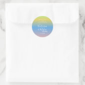 Ombre Rainbow Yellow Blue Pink Wedding Ronde Sticker (Tas)