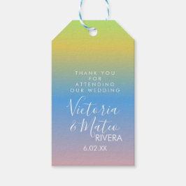 Ombre Regenboog Geel Blauw Roze Bruiloft Cadeaulabel